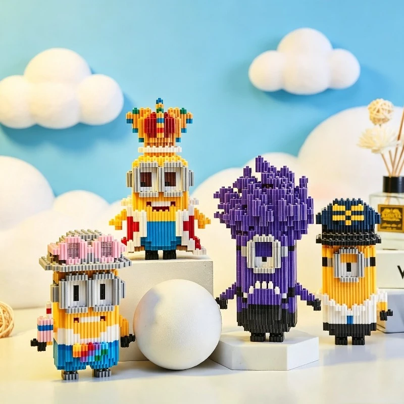 Cartoon dolls connected with small particle building blocks for puzzle children's toys, gifts for boys and girls