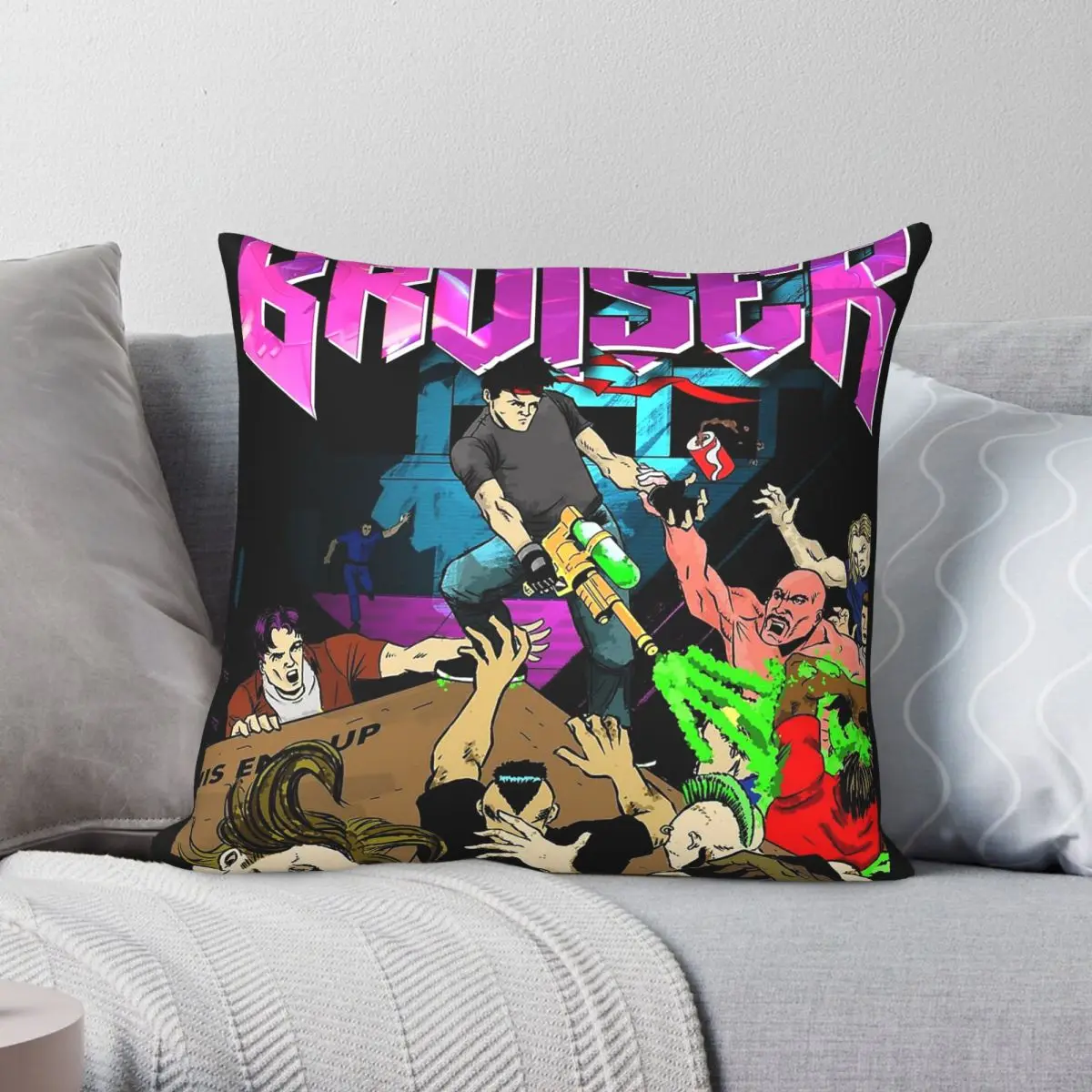 Mall Madness Bruiser Video Game Square Pillowcase Polyester Linen Velvet Creative Decorative Pillow Case Room Cushion Cover 18