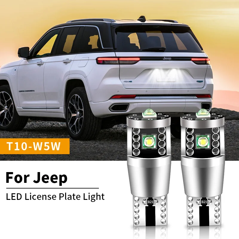 2PCS Canbus For Jeep Grand Cherokee Commander Renegade Patriot Liberty Compass Wrangler JK LED License Plate Light W5W T10 Lamp