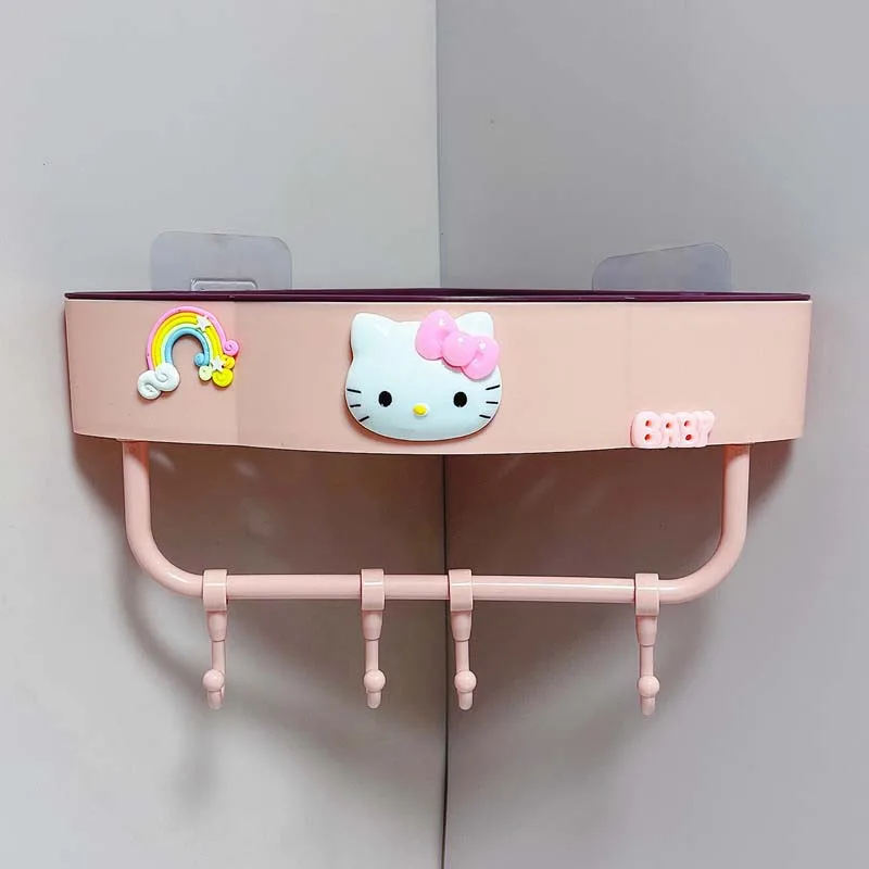 Sanrio Storage Rack Hello Kitty My Melody Cartoon Creative Bathroom Storage Box Punch-Free Storage Rack Towel Hook Student Gift