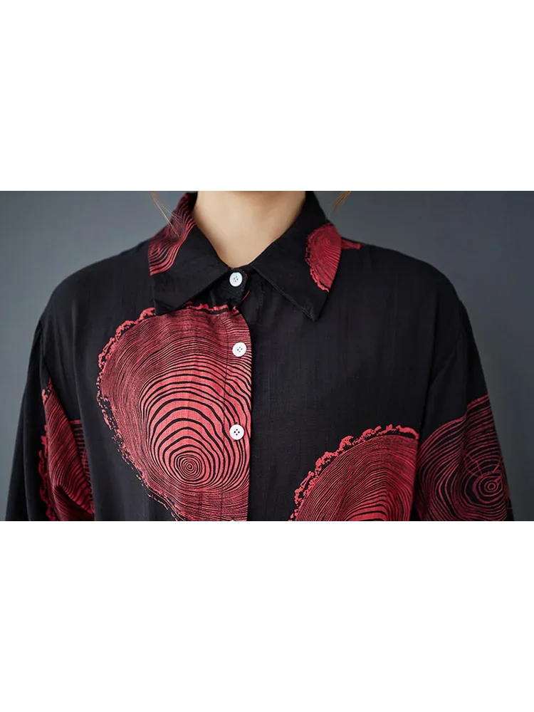 XITAO-vestido con estampado de flores y una hilera de botones, vestido de Color contrastante, corte en A, informal, manga larga, cuello vuelto, GMM1182