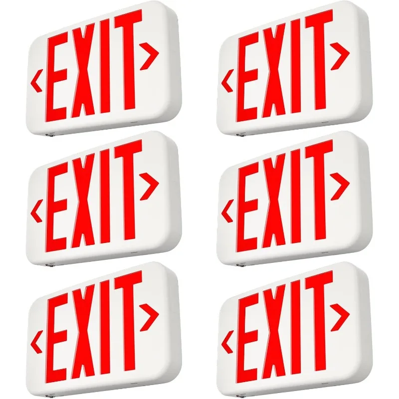 6 Pack Red Double-Sided LED Exit Sign with Battery Backup,Exit Sign for Business,Easy To Install,UL Certified,AC 120/2