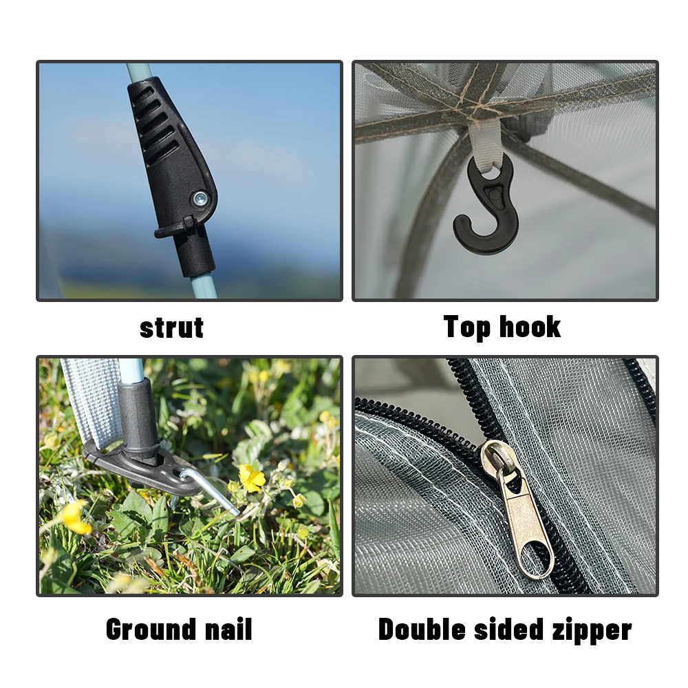 خيمة تخييم خارجية سداسية سريعة الفتح مع قماش أكسفورد للحماية من الشمس وأشرطة مقاومة للرياح، خيمة شبكية من 6 جوانب، خيمة كروية #6