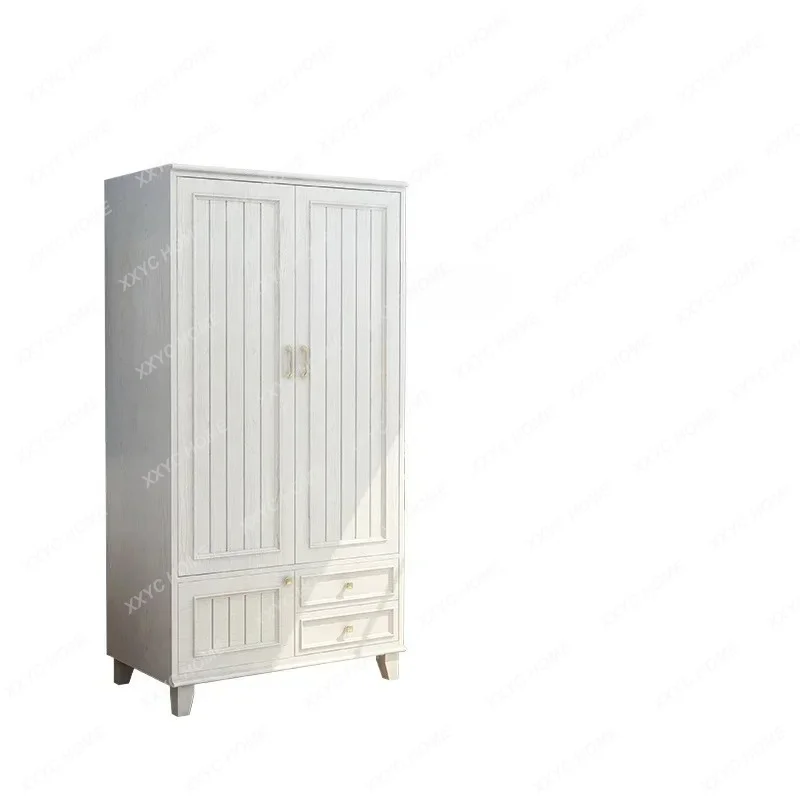 L furniture solid wood wardrobe two-door bedroom hanging wardrobe household green finished wardrobe