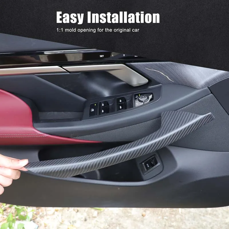 لسيارات BMW 5 Series G60 2024 + ألياف الكربون الحقيقية زجاج السيارة رفع الإطار الخارجي لوحة ملصقات الزخرفية اكسسوارات السيارات الداخلية