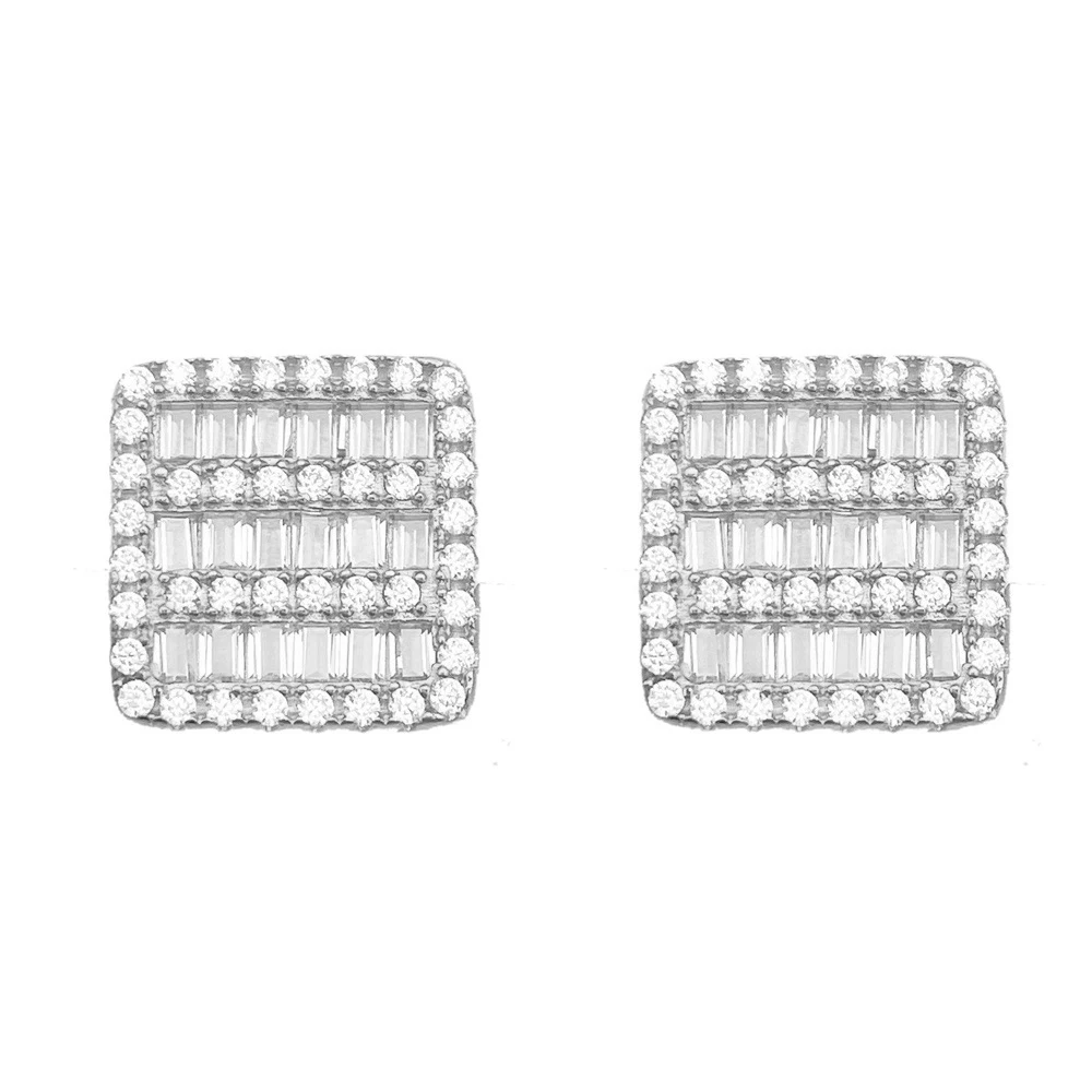 Imagem -06 - Novos Baguettes Moissanite Brincos para Mulheres S925 Ear Studs Homens Iced Out Brincos Jóias Pass Tester