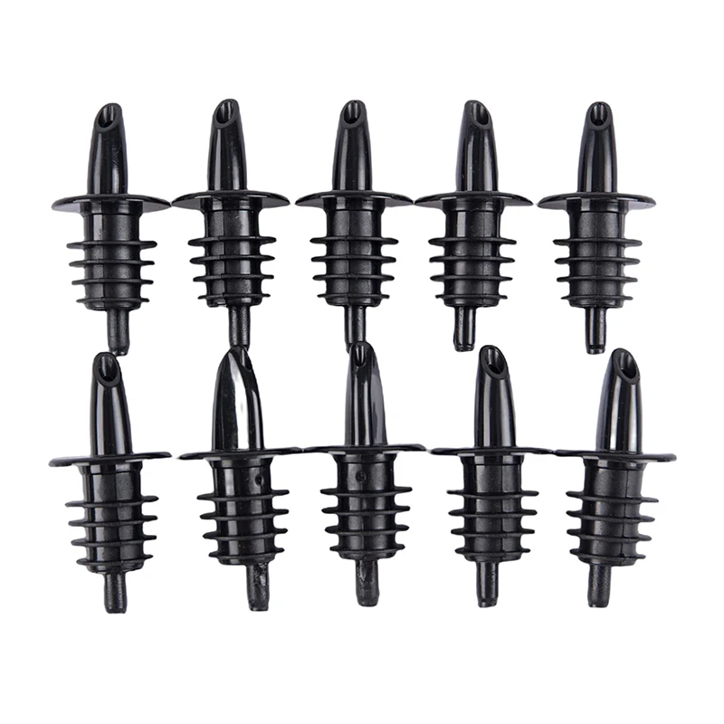 10PCS Liquor Bottle Pourers Flow Pourers Plastic Spouts Black Bottle Pourers for Bars Clubs Pubs Restaurants Coffee Shops