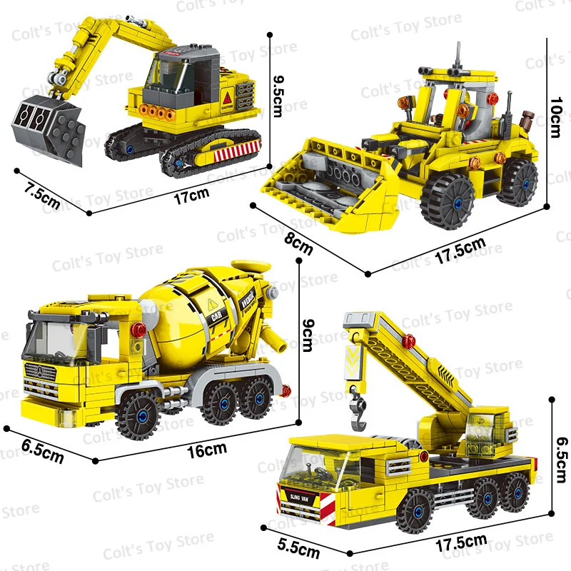 City Building Engineering escavatore gru betoniera caricatore camion modello di auto imposta mattoni di assemblaggio fai da te figura giocattoli per