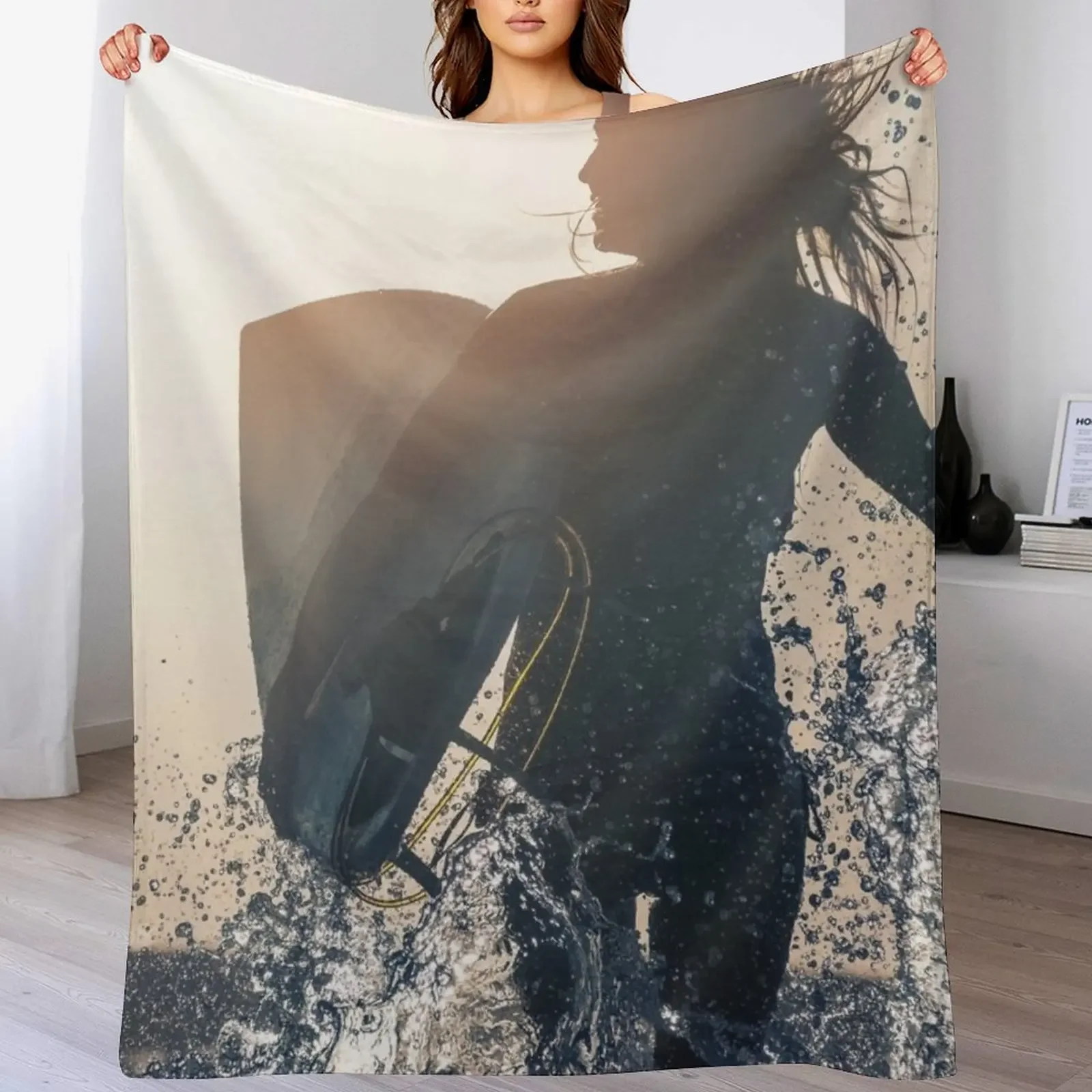 

Sexy surfer girl - sunset beach surfergirl graphic Throw Blanket Multi-Purpose Moving Cute Plaid blankets ands Blankets
