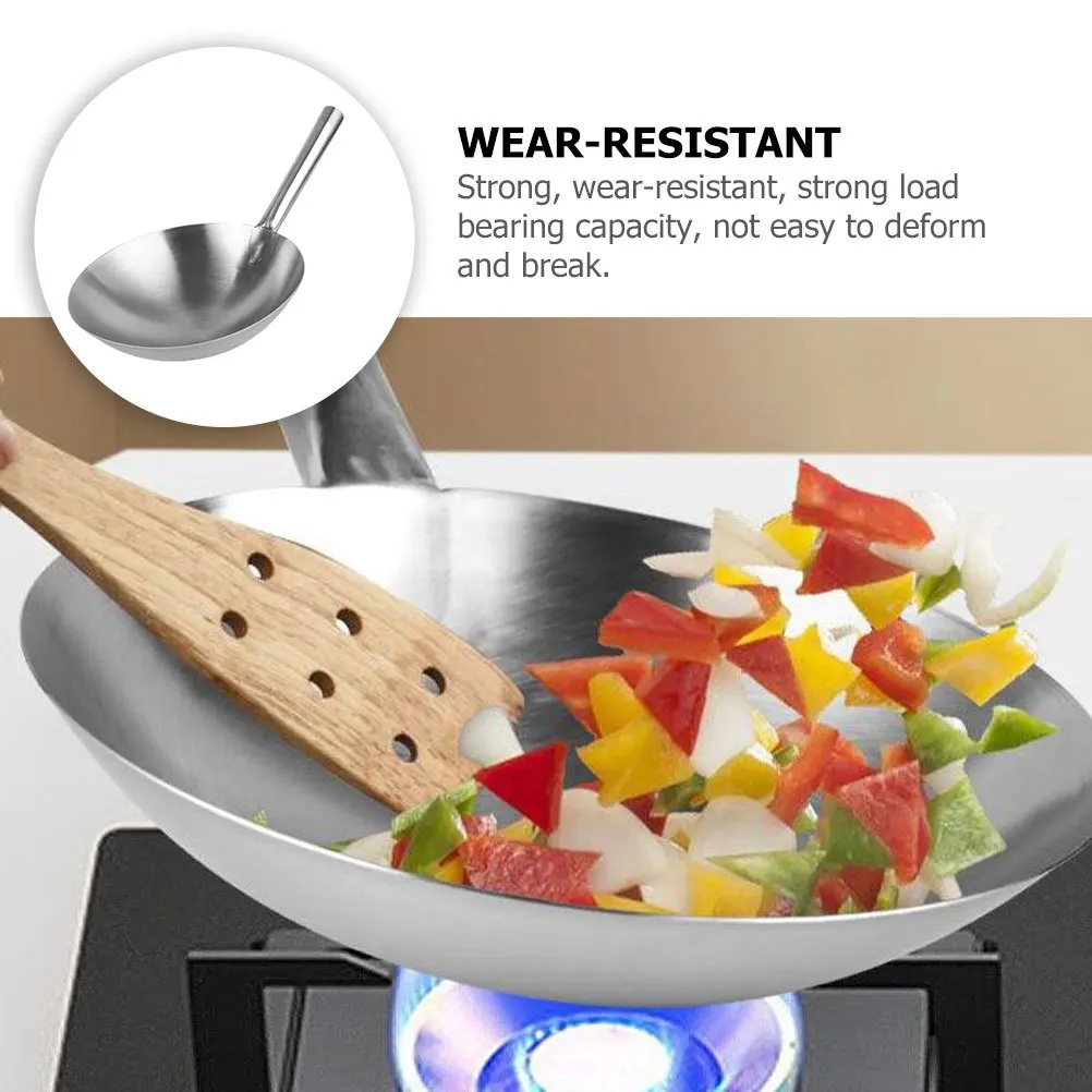 

Stainless Steel Wok Pan Heavy Duty Kitchen Accessory for Frying Cooking Steaming Home Restaurant Frying Pan