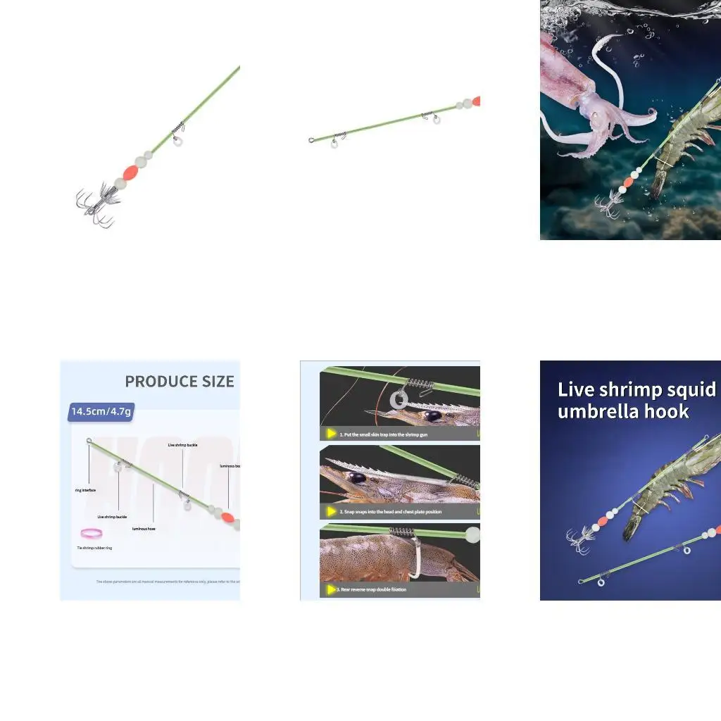 

R6FE Stainless Steel Double Layer Squid Live Shrimp Hook Luminously Hook for Fishing