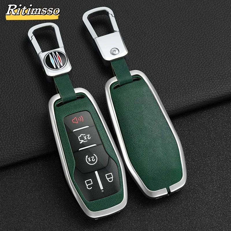 Alloy Key Cover Case for Ford Fusion Mondeo Mustang F-150 Explorer Edge 2015 2016 2017 2018 Car Styling Key Protection Keychain