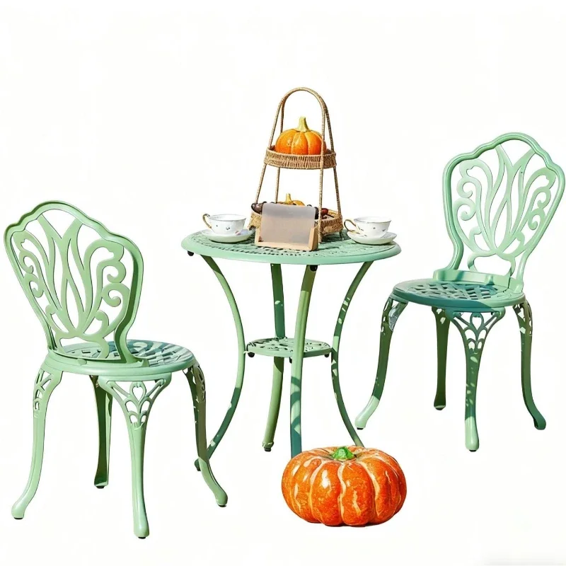 

Outdoor cast aluminum tables and chairs Balcony patio tables and chairs Vintage style cast aluminum bistro
