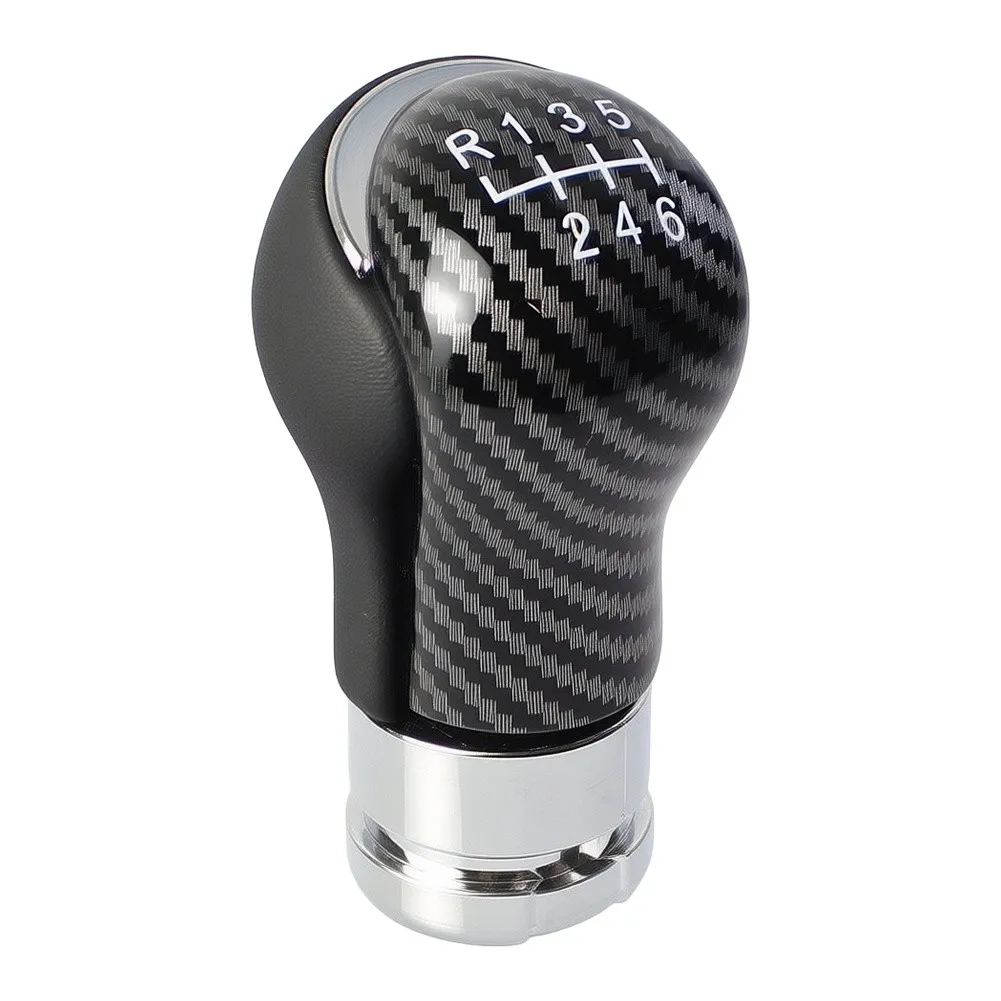 19mm Carbon Fiber Gear Knob 19mm Diameter Size Sleek Black Finish Smooth Shifting Action For 6 Speed Manual Transmission