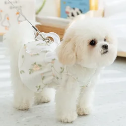 Puppy Dog Spring Summer Breathable Lace Floral Double Layer Princess Dress Cat Teddy Small and Medium Sized Dog Pet Clothes