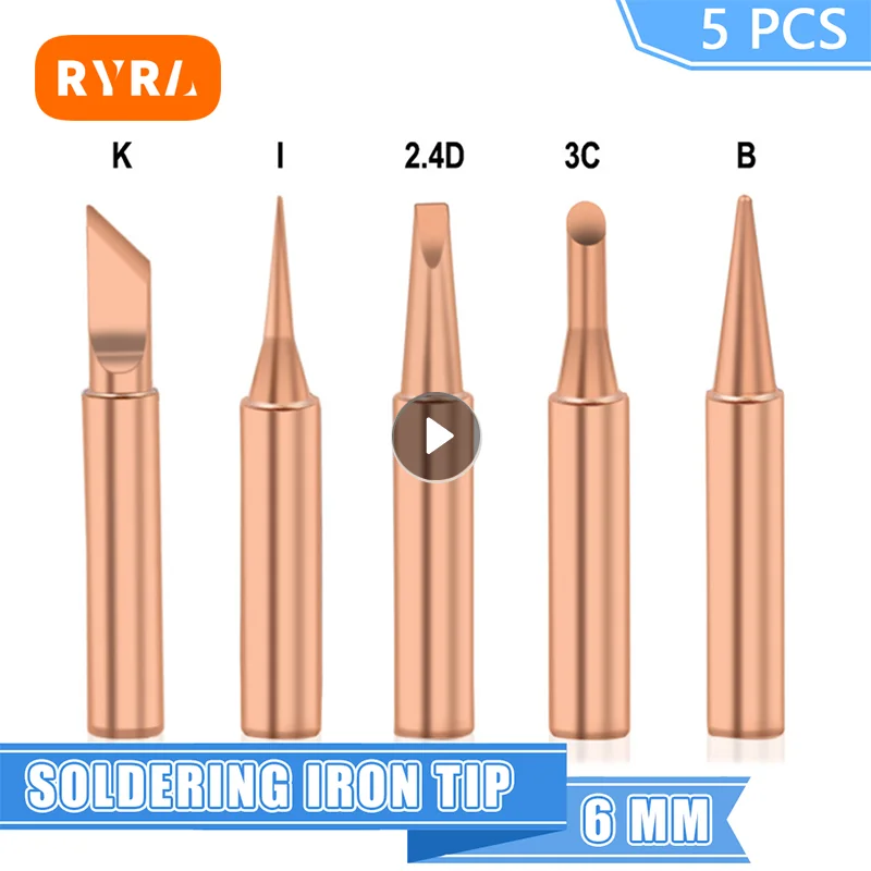 Ferro de solda elétrico Ferramentas Set, Soldagem Tip Head, Hot Bare Copper, 900M-T, I, B, K, 2.4D, 3C, 5pcs