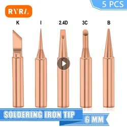 Ferro de solda elétrico Ferramentas Set, Soldagem Tip Head, Hot Bare Copper, 900M-T, I, B, K, 2.4D, 3C, 5pcs