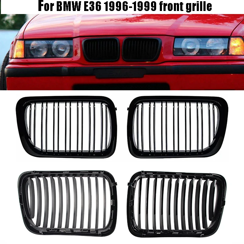 

Подходит для BMW E36 LCI M3 1996-1999, гоночная решетка радиатора с двойной/одинарной линией, глянцево-черная, для переднего бампера автомобиля.