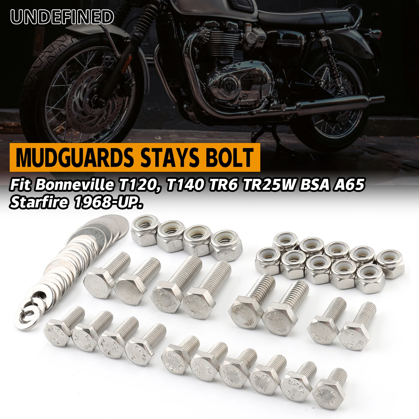 

Motorcycle Mudguards & Stays UNF Bolt Nut Washer Kit for Triumph Bonneville T120 T140 TR6 TR25W BSA A65 BSA Starfire 1968-UP