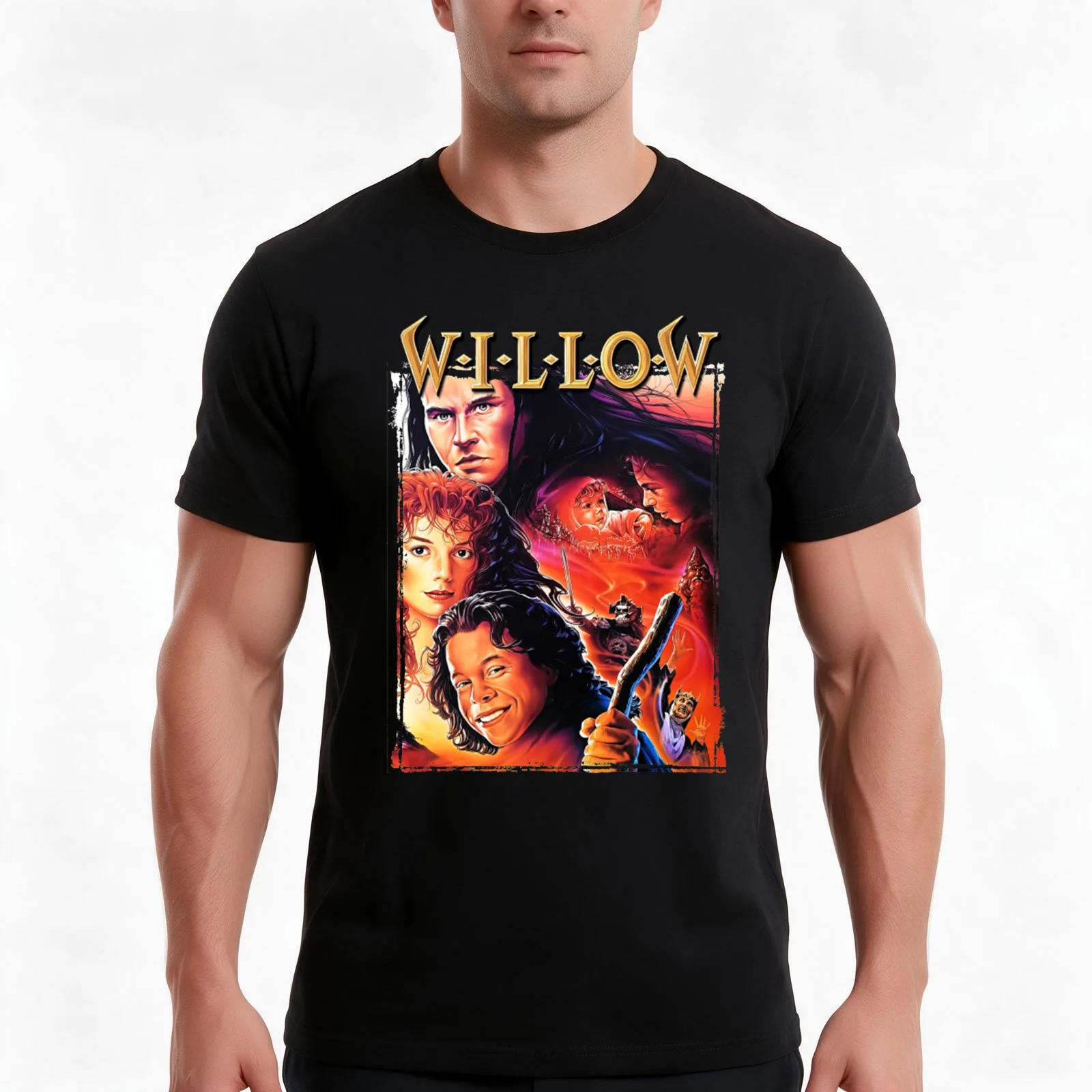 Willow T-Shirt, Summer Casual Cotton Tee, Oversized Streetwear Tops, Vintage Graphic Print, Loose Fit Short Sleeve, 100% Cotton