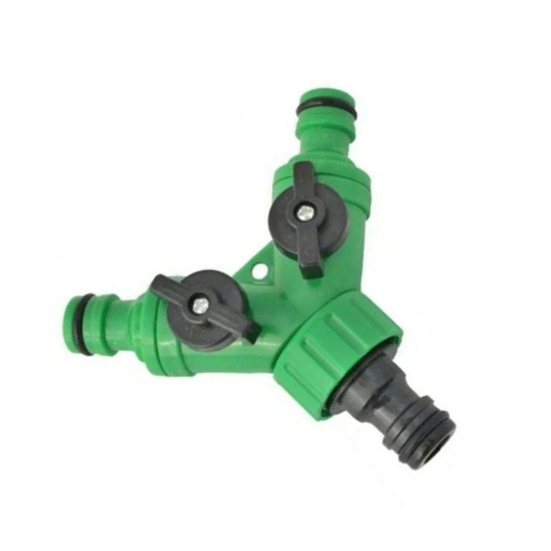 Easy to Use Watering Systems Flows Adjusting Three Way Hose Connector with Shutoff Valves Suitable for Garden Irrigation