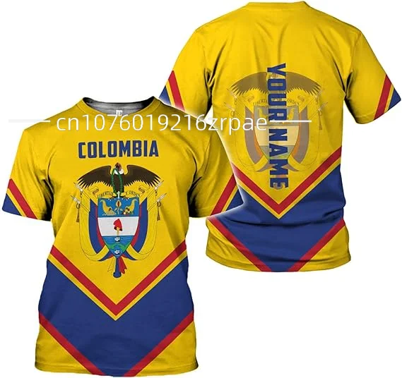 Customize Colombia Flag T-Shirt Men's Women's Casual Round Neck Oversized Tees Short Sleeves Fashion Harajuku Street Tops