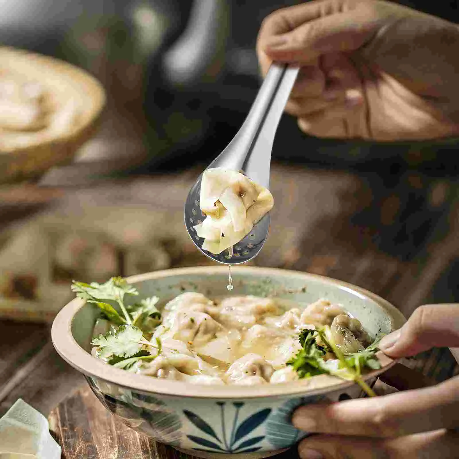 2 Pcs Caviar Colander Spoons Slotted Serving Small Olive Strain Jar Cooker Dinnerware Stuffing Buffet Baby image 4