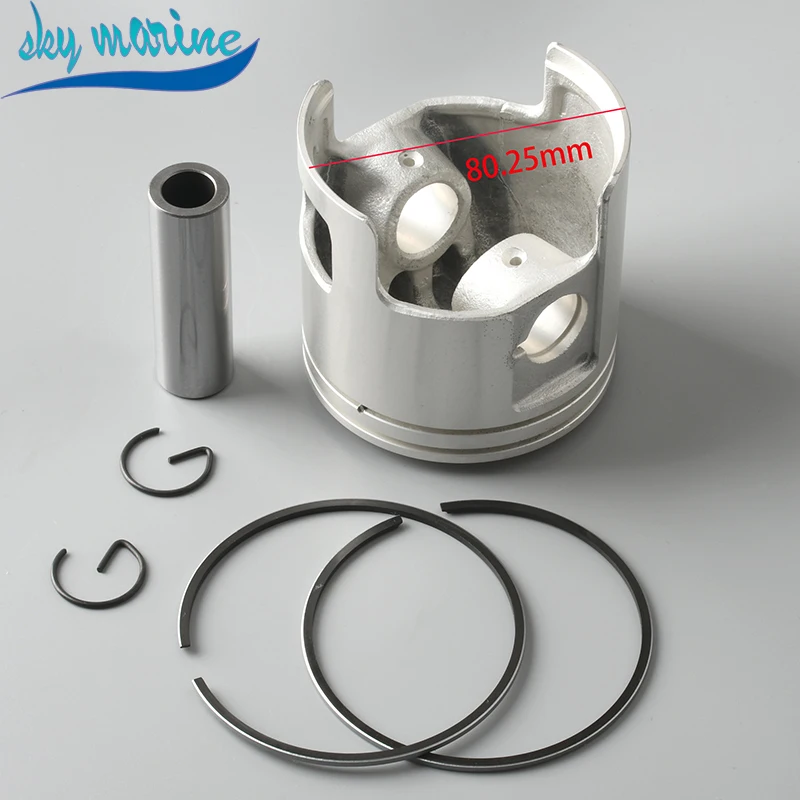 66T-11635-00 Piston kit (0.25MM O/S) for YAMAHA Outboard Motor 2 stroke 40HP +0.25MM 66T-11635 66T11635 Diameter:80.25mm