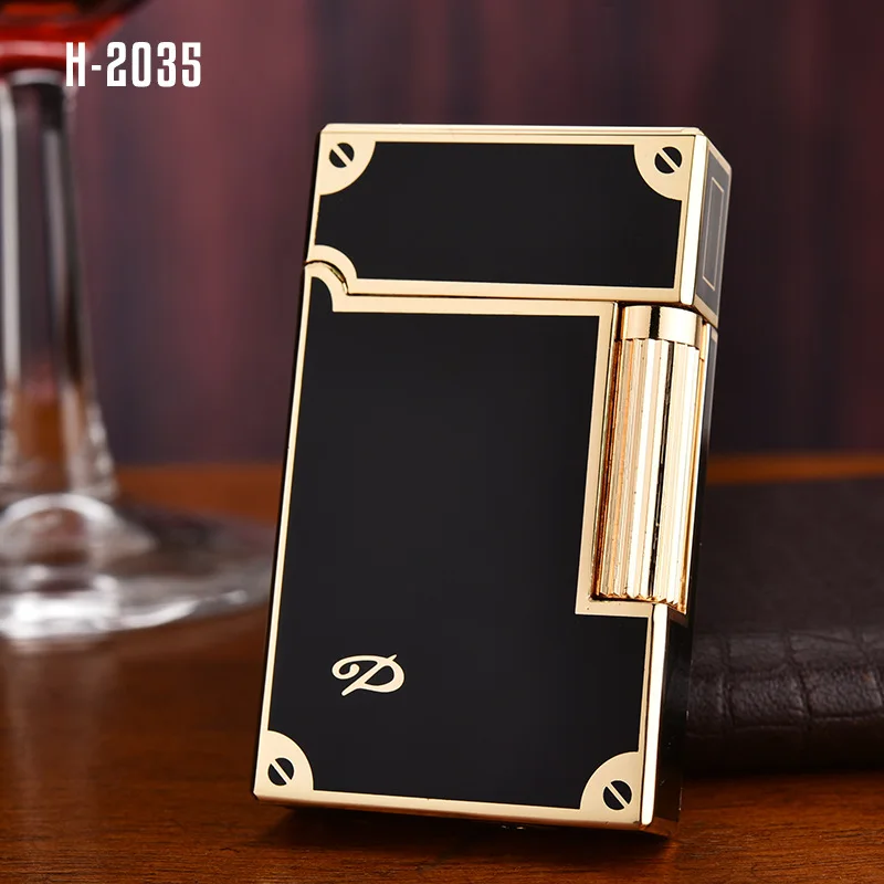 

DERUI premium steel-tone side-sliding gas lighter metal grinding wheel classic business men high-end gift butane gas lighter