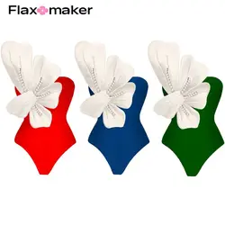 FLAXMAKER 3D Flower Pearl One Piece Swimsuit Swimwear Women Beachwear Bathing Suit Bodysuit Flaxmaker Clearance