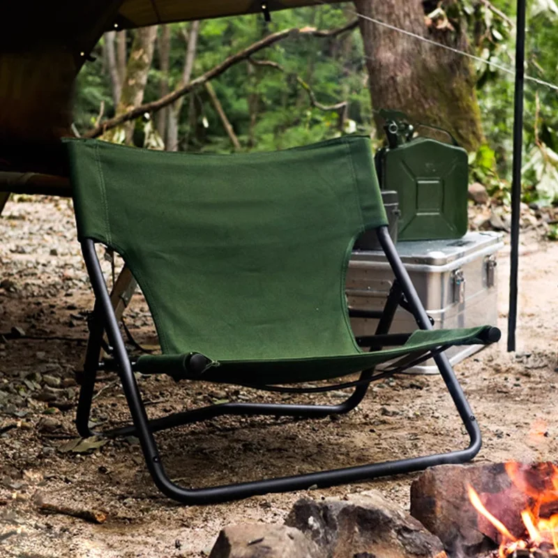 

Outdoor folding campfire chair portable camping recliner back scissor chair barbecue low chair
