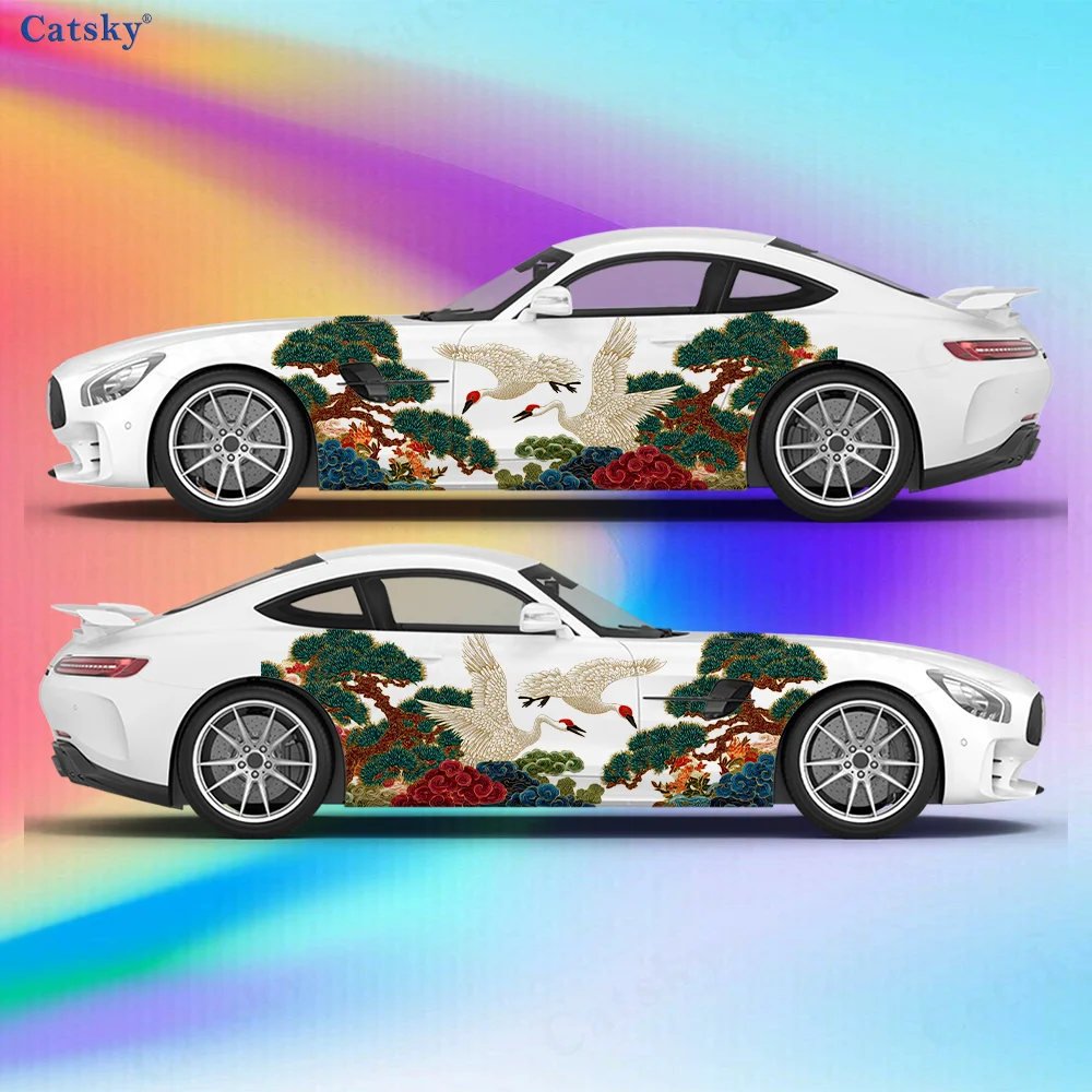 

Auspicious Clouds Pine Tree Car Vinyl Wraps Decal Self-adhesive PVC Sticker Suitable for Trucks SUV Decoration Auto Accessories