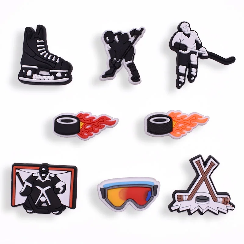 Ice Hockey Charms PVC Pins Shoe Charms Decorations Hockey Sports Series Shoe Accessories