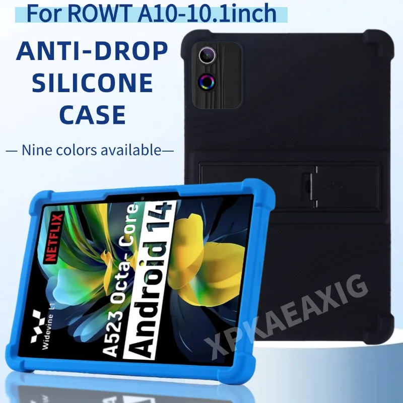 

Чехол для планшета ROWT A10, 10 дюймов, Android 14 с 4 противоударными крышками безопасности для QIUWOKY A10, мягкая силиконовая подставка, защитный чехол