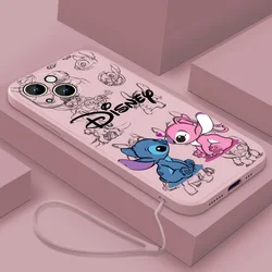 Steek De Baby Schattige Cartoon Telefoonhoes Voor Iphone 15 14 13 12 11 Pro Max Mini X Xr Xs Se 8 7 Plus Vloeibaar Touw Softshell Hoes