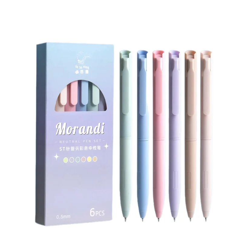 Bolígrafo de Gel de Color Morandi, bolígrafos coloridos para firmar, tinta de colores, secado rápido, bolígrafo Neutral, herramientas de escritura, papelería para estudiantes, 6 uds.