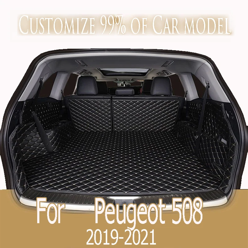 High Side Car Trunk Mat For Peugeot 508 2019 2020 2021 Car Boot Mat Rear Cargo Liner Decoration Mats Truck Auto Accessories Carp