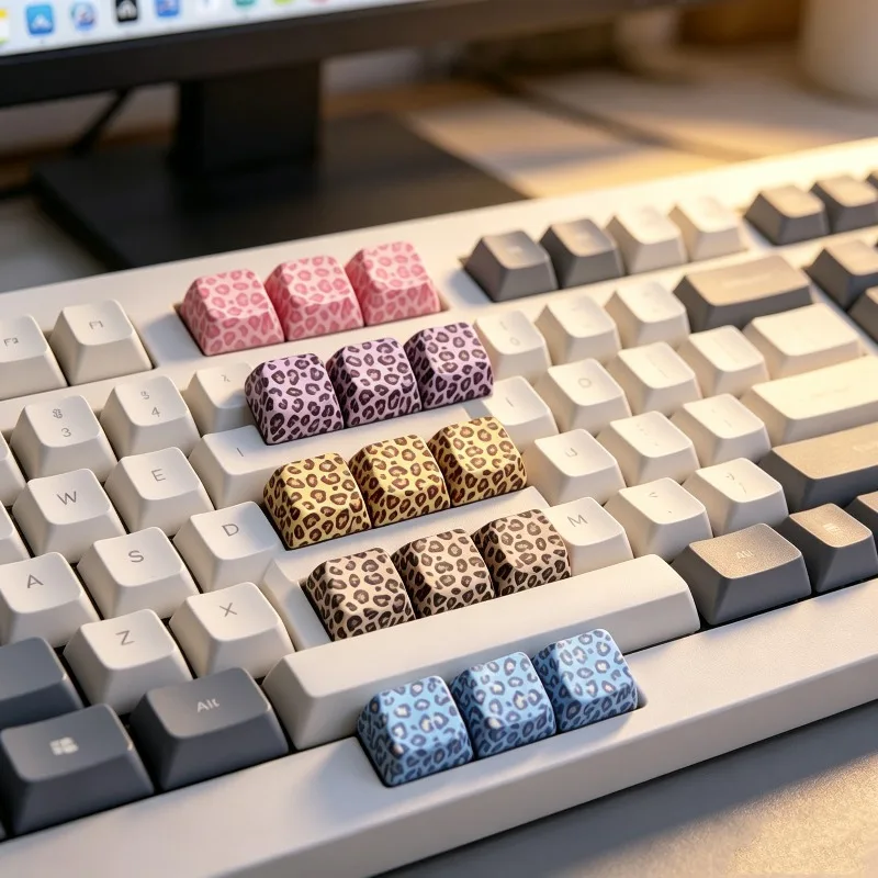 3PCS Leopard Print Game Keycap DIY ESC Keycaps MX Switch Mechanical Keyboard Key Cap Personalized Birthday Gift