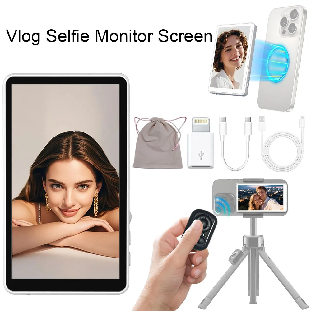 

Телефон Vlog Монитор для селфи Экран 1080P Full HD Монитор задней камеры 2,4G 5G Передача видео Совместим с iPhone Магнитный