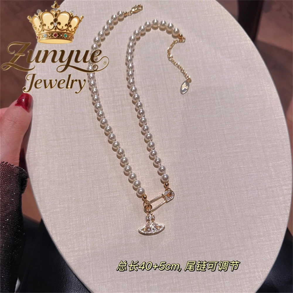 

Saturn Pendant Pearl Necklace Accessory Collarbone Chain High-End Neckchain Jewelry Fashion Exquisite Elegant Popular Jewelry
