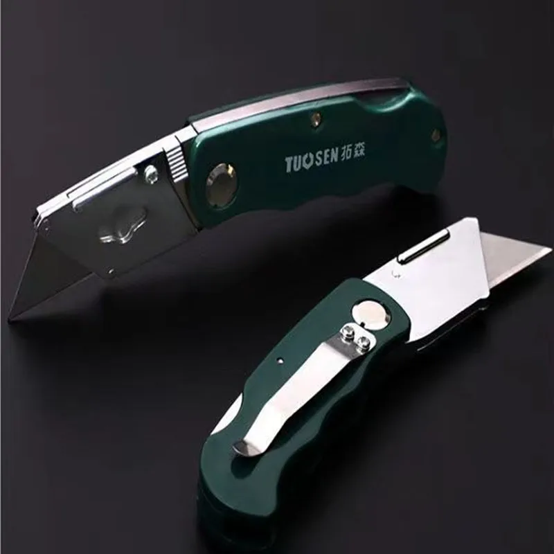 Stainless Steel Folding Utility Knife Woodworking Outdoor Camping Multifunctional High-Carbon Steel Wallpaper Cutting W/5 Blades