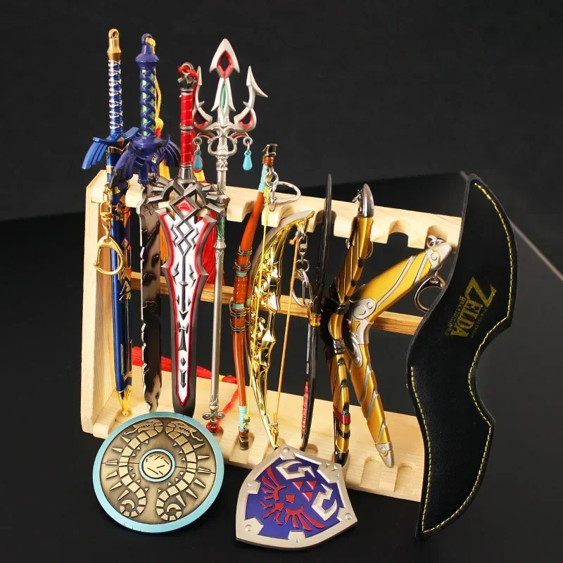 De Hyrule Fantasy Zwaard Sleutelhangers Link Game Periferie Metalen Wapen Collectie Model Zeldas Sleutelhanger Ornament Ambachten Geschenken Speelgoed