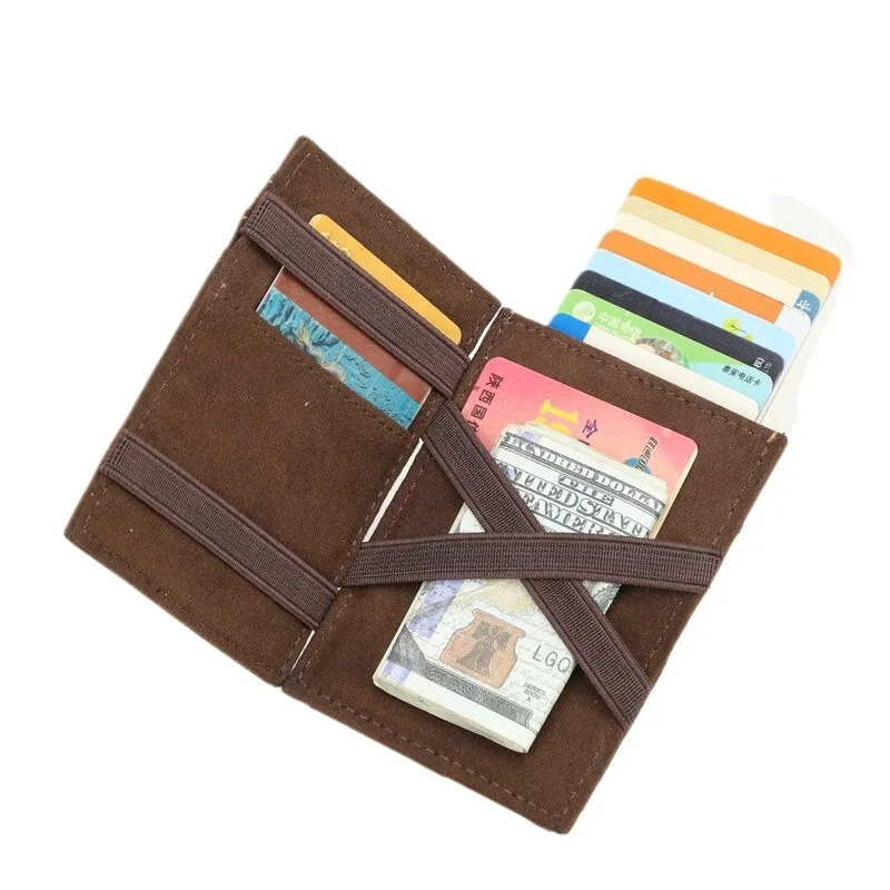 New Fashion Anti Theft Bank Brushing Automatic Box Airtag Tracker Position Leather Magic Small Card Bag Male Wallet Leather Bags