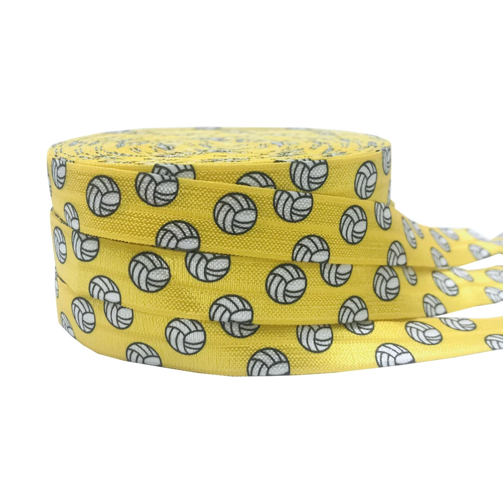 10Yard volley Print Sports Fold Over Elastic 15MM FOE nastro elastico per accessori per fettuccia regalo copricapo fai da te