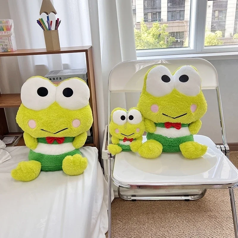 Adorable rana de ojos grandes, peluches suaves de Anime Kero Keroppi, juguete de peluche, sofá cama, almohada, decoración del hogar, regalos de navidad