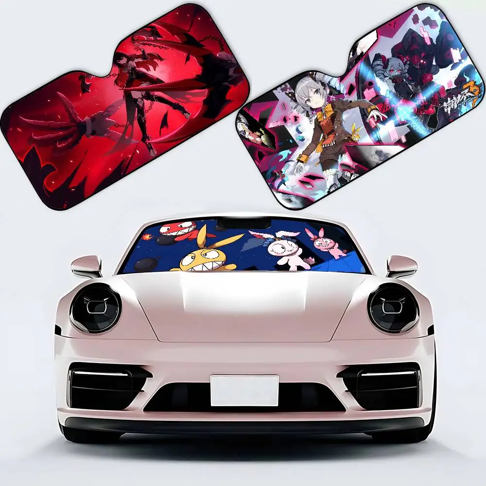 Honkai تأثير الزجاج الأمامي ظلة نافذة السيارة غطاء الزجاج الأمامي الشمس الظل السيارات الشمس قناع سيارة يغطي سيارة الحماية من الشمس