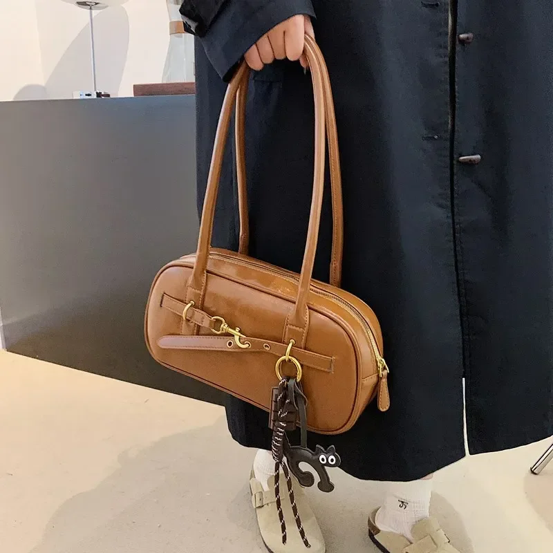 LEFTSIDE Small PU Leather Underarm Bags Lady Shoulder Bag for Women 2024 Winter New Y2K Retro Tote Bags Handbags And Purses