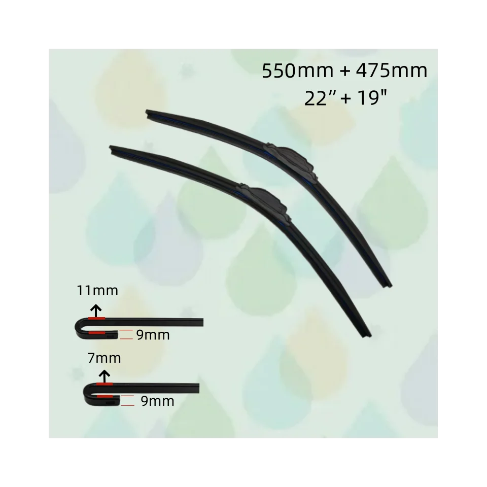 

Wiper blades for Alfa Romeo 145 1994-2001 Cadillac CTS 2007-2013 22" + 19" (550mm + 475mm) All-Season Auto Windshield