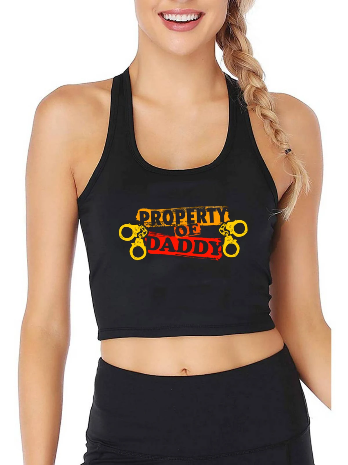 Owned By Daddy Kinky BDSM DDlg Kinky Brat Sub Crop Top Suger Baby Humor Fun Flirty Print Tank Top Cotton Camisole