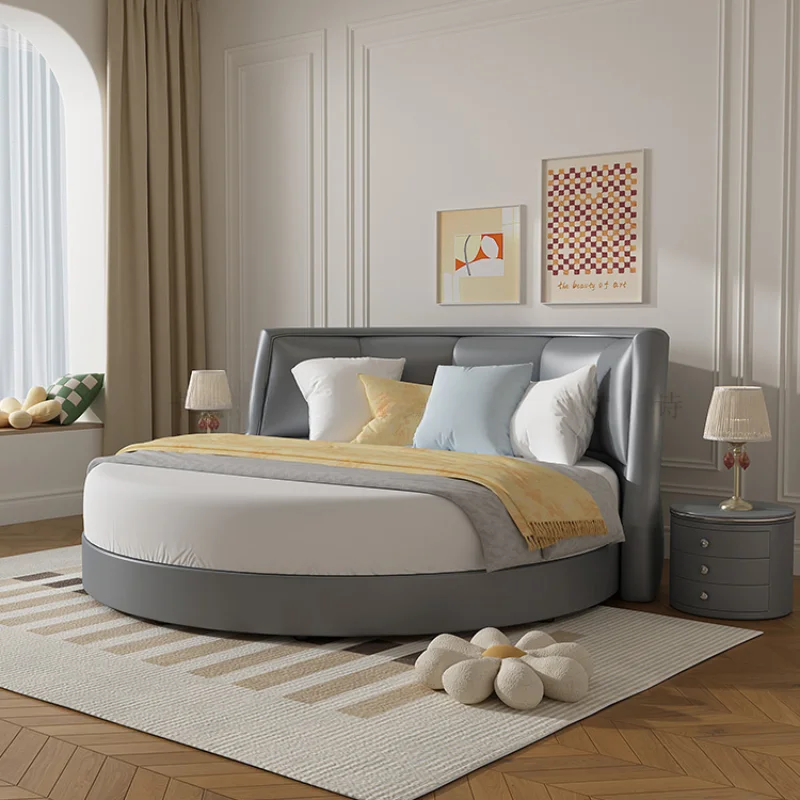 Round Nordic Modern Double Bed Frame Simple Princess King Size Bed Villa Queen Camas Matrimonial Luxury Bedroom Set Furniture